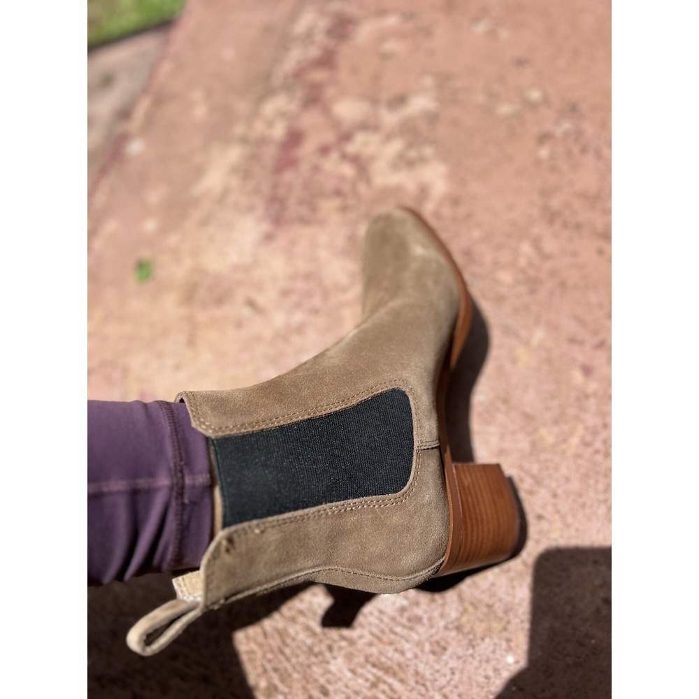 Steve Madden Rhiannon Chelsea Slip On Boots Bootie Heels Chunky Brown Suede Fall - Picture 2 of 6
